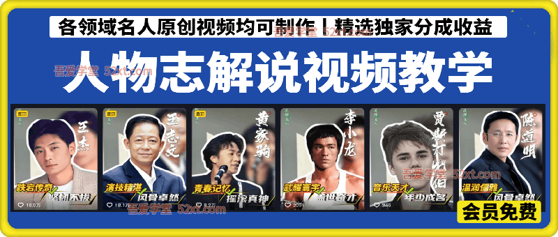 人物志解说视频教学，  各领域名人原创视频均可制作丨精选独家分成收益