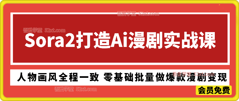 Sora2 打造 AI 漫剧全流程实战课｜人物画风全程一致 零基础批量做爆款漫剧变现