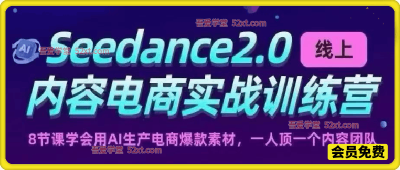 Seedance2.0内容电商实战训练营，用AI生产电商爆款素材，一人顶一团队