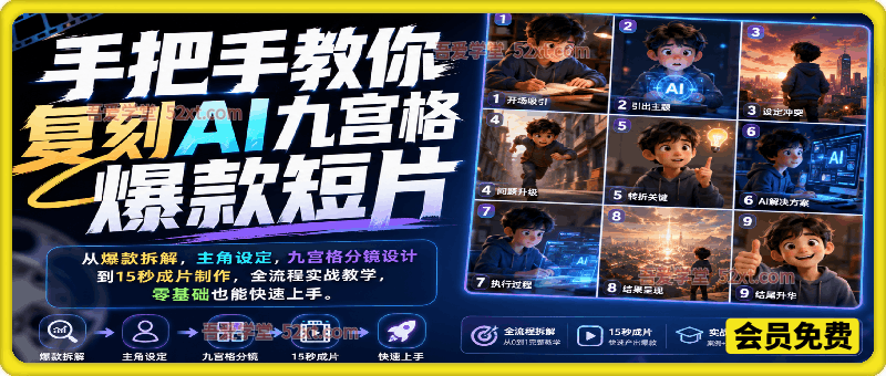 手把手教你复刻AI九宫格爆款短片，零基础也能快速上手