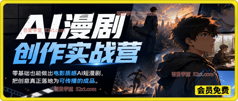 AI漫剧创作实战营，零基础也能做出电影质感AI短漫剧，把创意真正落地为可传播的成品。