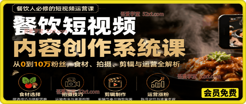 餐饮短视频内容创作系统课，让短视频真正成为门店增长利器
