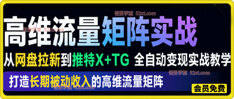 高维流量矩阵实战，从网盘拉新到推特X+TG全自动变现实战教学，打造长期被动收入