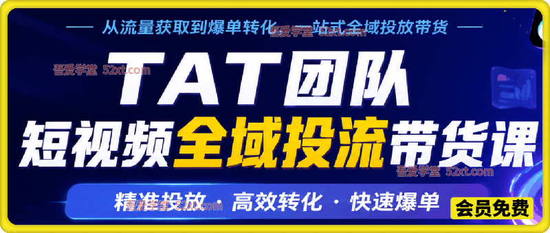 某团队出品：短视频全域投流带货课，精准投放+高效转化+快速爆单