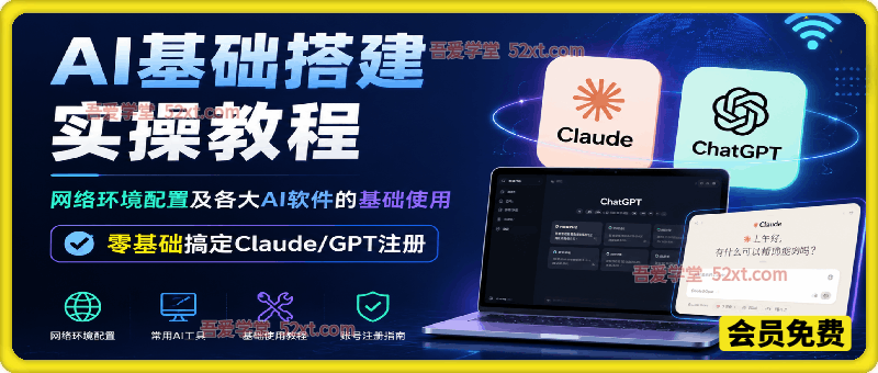 AI基础搭建，网络环境配置及各大AI软件的基础使用，零基础搞定Claude/GPT注册