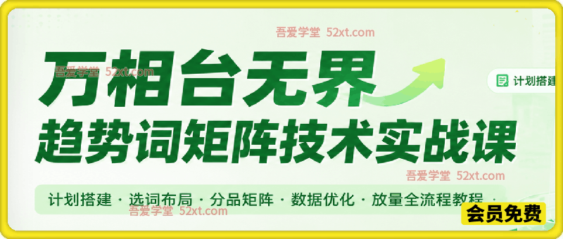 老H电商第2期：万相台无界趋势词矩阵技术实战课，计划搭建・选词布局・分品矩阵・数据优化・放量全流程教程