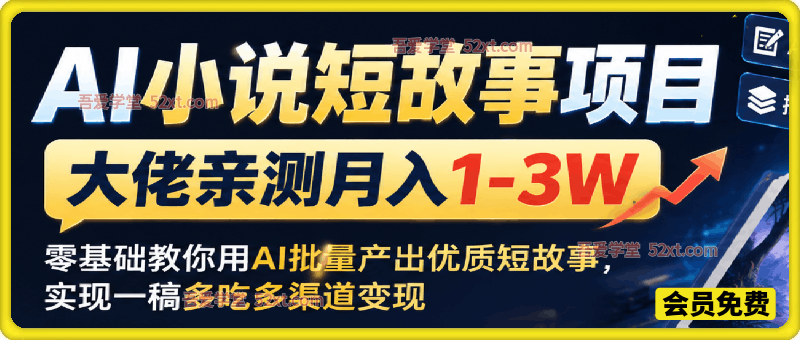 AI小说短故事项目，大佬亲测月入1-3W，零基础教你用AI批量产出优质短故事，实现一稿多吃多渠道变现