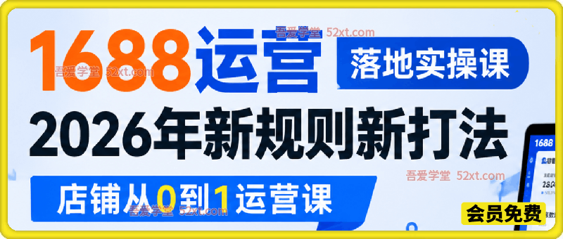 1688运营落地实操课，2026年新规则新打法，店铺从0到1运营课