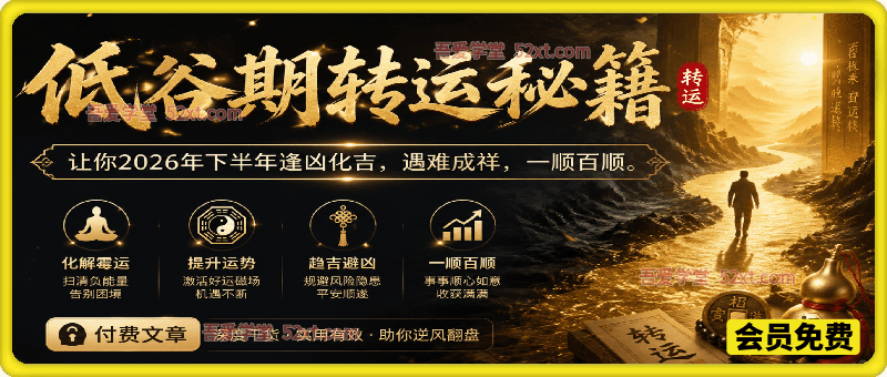 低谷期转运秘籍，让你2026年下半年逢凶化吉，遇难成祥，一顺百顺。