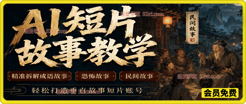 AI短片故事教学，精准拆解成语故事、恐怖故事、民间故事，轻松打造垂直故事短片账号