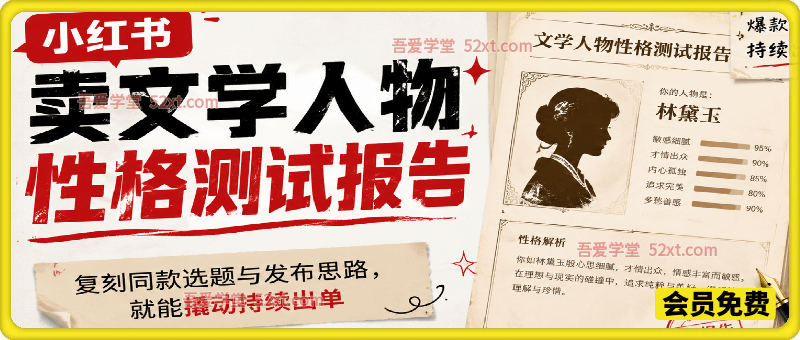 小红书卖文学人物性格测试报告，客单价4.99，135天卖了5169单！