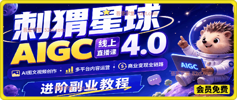 刺猬星球AIGC线上直播课4.0：AI图文视频创作、多平台内容运营、商业变现全链路进阶副业教程
