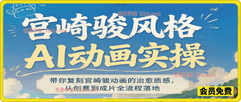 宫崎骏风格AI动画实操，带你复刻宫崎骏动画的治愈质感，从创意到成片全流程落地