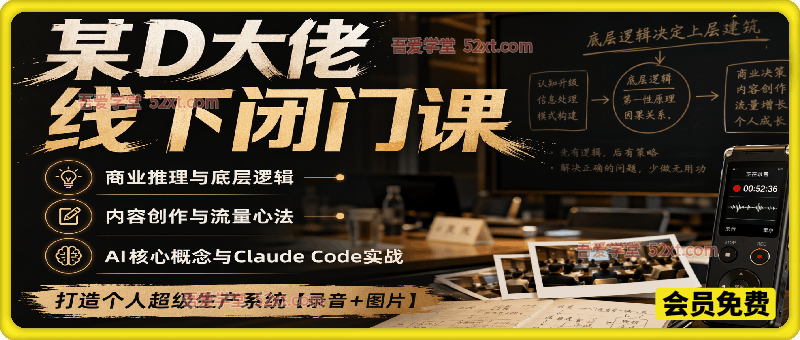 某D大佬的线 下 闭 门课｜商业推理与底层逻辑・内容创作与流量心法・AI核心概念与Claude Code实战，打造个人超级生产系统【录音+图片】