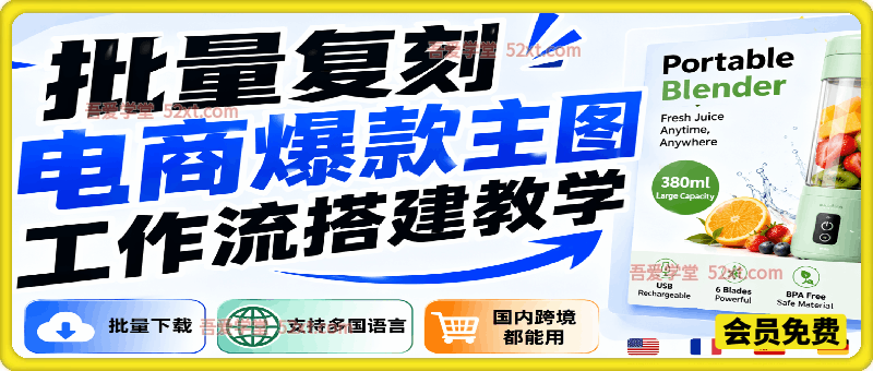 批量复刻电商爆款主图工作流搭建教学，批量下载，支持多国语言，不管是国内电商还是跨境店群都能用