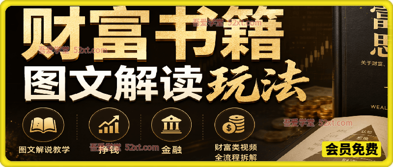 财富书籍图文解读玩法，挣钱，金融，财富类视频全流程拆解