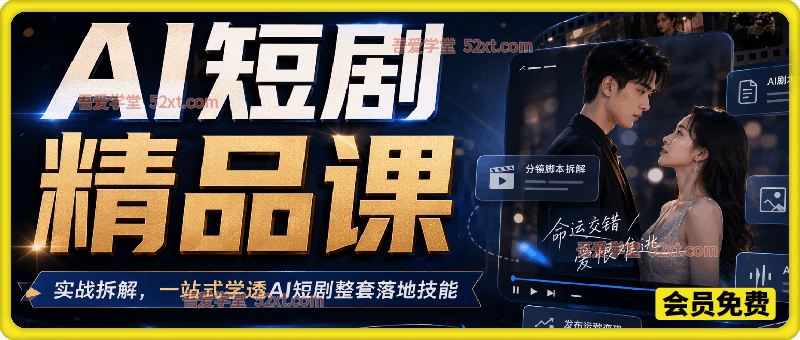 AI短剧精品课，实战拆解，一站式学透AI短剧整套落地技能