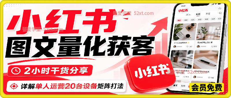 小红书图文量化获客，2小时干货分享，详解单人运营20台设备矩阵打法