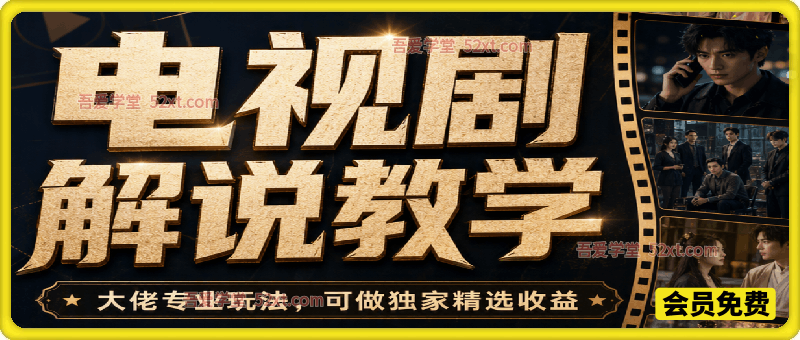 电视剧解说精选独家教学，普通人零基础也能快速入局影视解说赛道，实现账号长期稳定变现