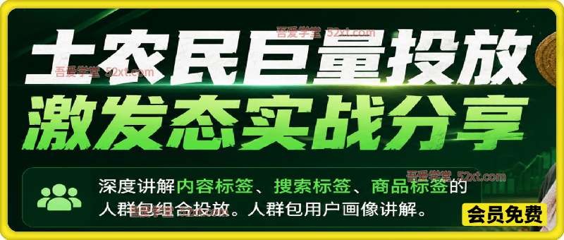 土农民巨量投放激发态实战分享，深度讲解内容标签、搜索标签、商品标签的人群包组合投放。人群包用户画像讲解。