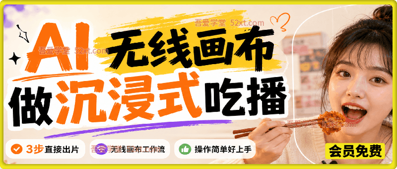 用AI无线画布做沉浸式吃播，3步直接出片，无线画布工作流，操作简单好上手