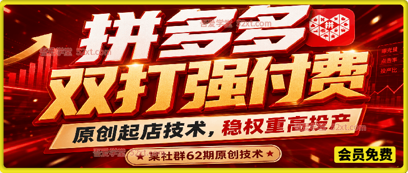 拼多多双打强付费，原创起店技术，稳权重高投产，某社群62期原创技术