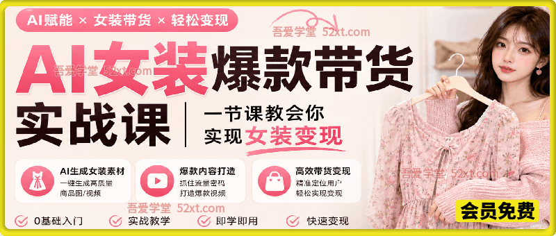 AI女装爆款带货实战课，一节课教会你实现女装变现