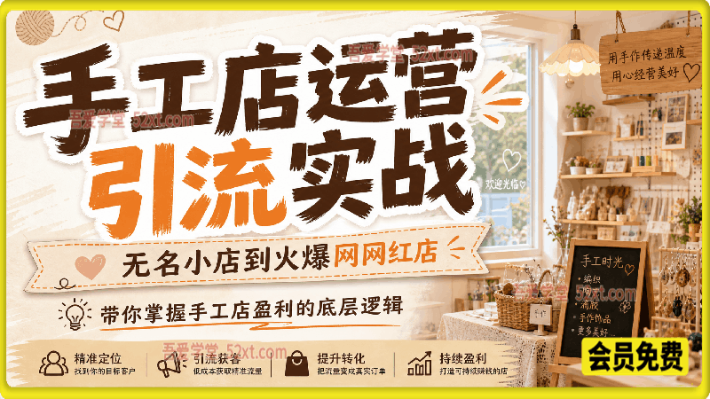 手工店短视频运营引流实战课，吃透门店盈利底层逻辑，助力无名小店转型人气网红店