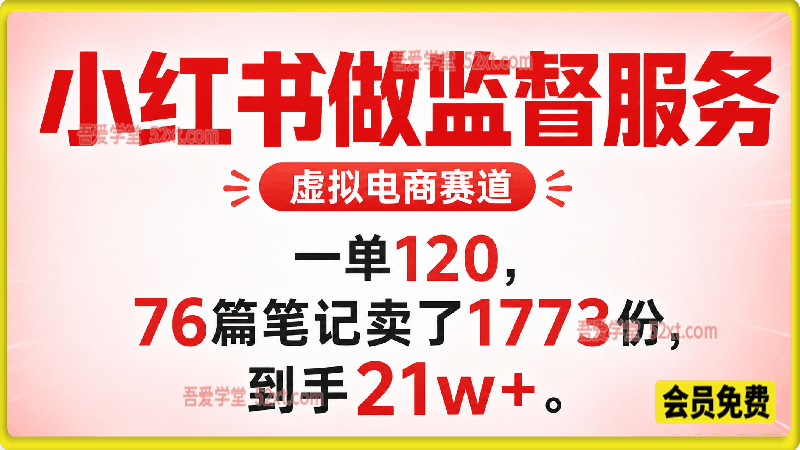 小红书虚拟电商赛道：靠做监督服务，一单120，76篇笔记卖了1773份，到手21w+