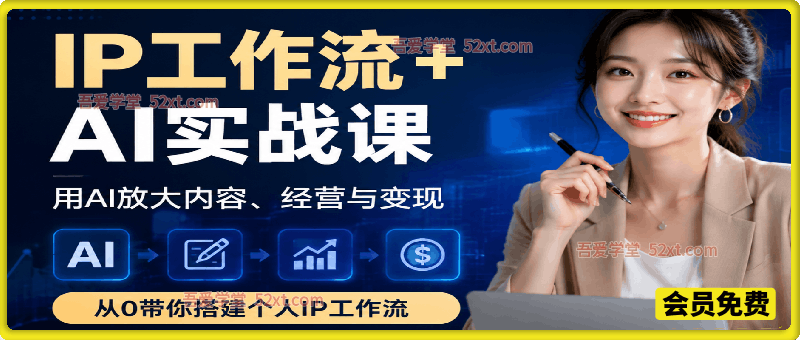 IP工作流+AI实战课，用AI放大内容、经营与变现，从0带你搭建个人IP工作流