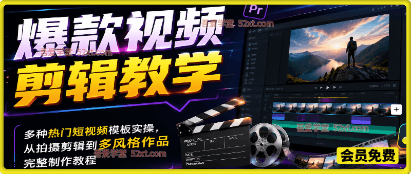 爆款视频剪辑教学｜多种热门短视频模板实操，从拍摄剪辑到多风格作品完整制作教程