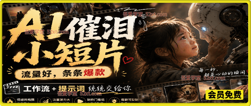 AI催泪小短片，流量好，条条爆款，工作流+提示词统统交给你