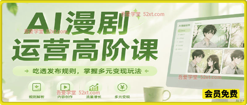 AI漫剧运营高阶课：吃透发布规则，掌握多元变现玩法