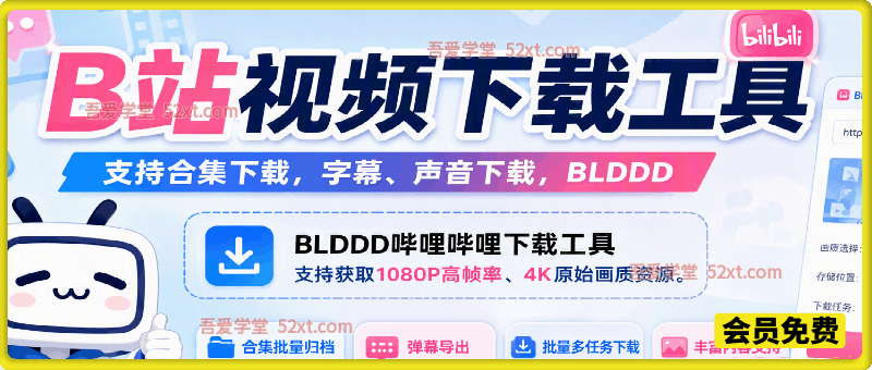 哔哩哔哩b站视频最新下载工具，支持合集下载，字幕、声音下载，BLDDD