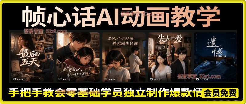 帧心话AI动画教学：从写剧本、出画面到成片剪辑，手把手教会零基础学员独立制作爆款情感漫剧