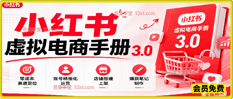 小红书虚拟电商手册3.0，零成本赛道定位、账号精细化运营、店铺搭建上架、爆款笔记制作