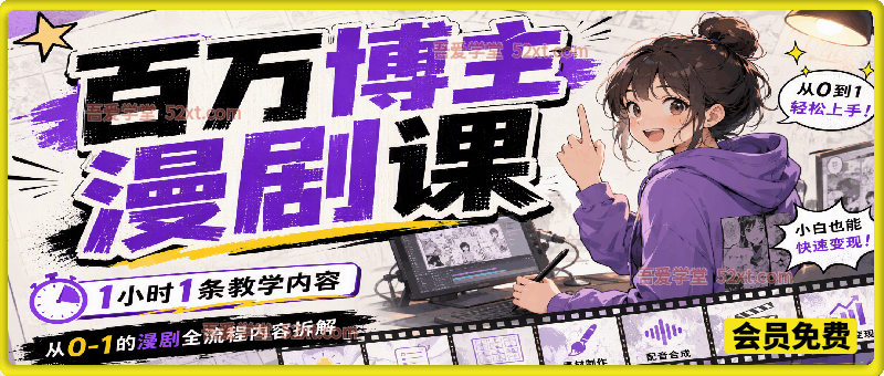 百万博主漫剧实战课｜1 小时产出 1 条漫剧，0‑1 全流程拆解，掌握高质量漫剧制作，配套全套实操提示词