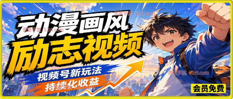 视频号新玩法动漫画风励志视频，持续化收益