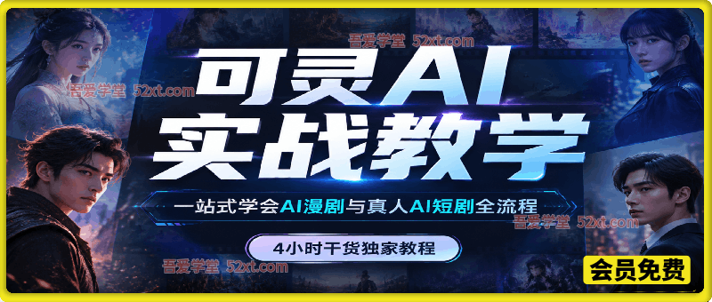 可灵AI实战教学，一站式学会AI漫剧与真人AI短剧全流程，4小时干货独家教程