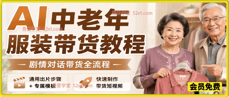 AI中老年服装视频带货制作教程｜AB剧情对话带货全流程，通用出片步骤+专属模板，快速制作带货短视频