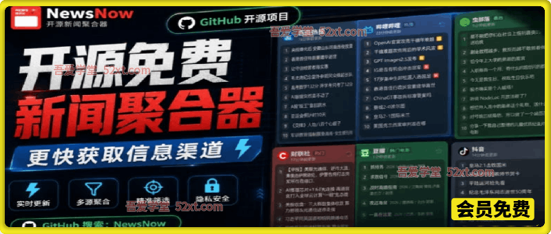开源免费新闻聚合器，更快的获取信息渠道！实时热点聚集，支持主流国内外平台内容显示newsnow