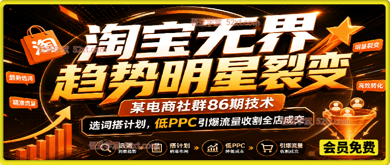 淘宝电商无界趋势明星裂变，15 节实操视频，深度拆解无界趋势明星裂变整套投放打法。