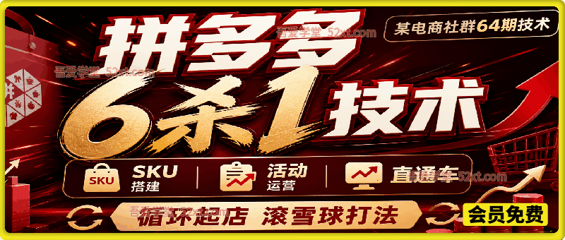拼多多6杀1技术，15 节实操课，SKU 搭建活动运营直通车，循环起店滚雪球打法3