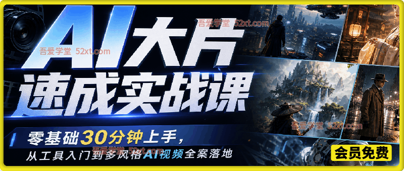 AI大片速成实战课｜零基础30分钟上手，从工具入门到多风格AI视频全案落地​