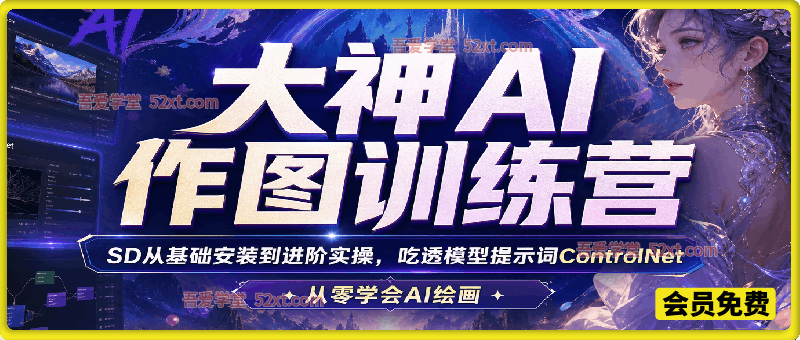 大神AI作图训练营，SD从基础安装到进阶实操，吃透模型提示词ControlNet，从零学会AI绘画
