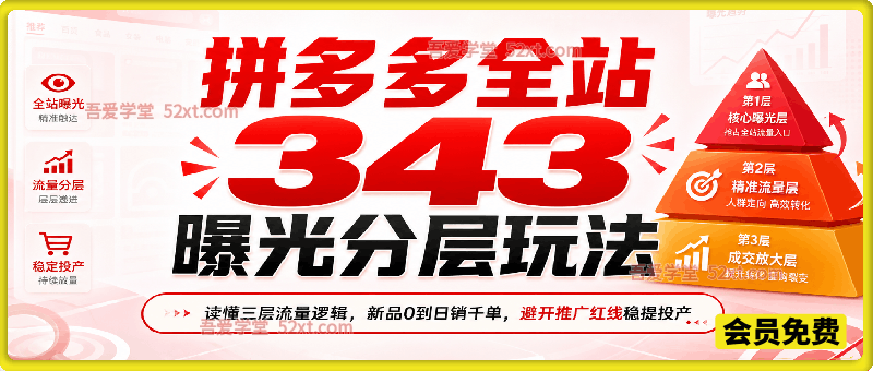 拼多多全站 343 曝光分层玩法｜读懂三层流量逻辑，新品 0 到日销千单，避开推广红线稳提投产