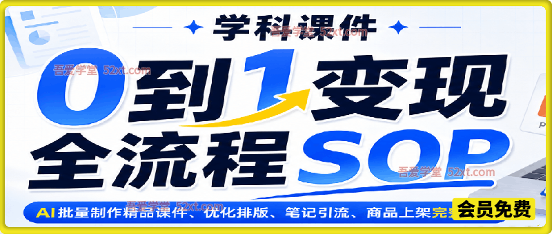 学科课件0到1变现全流程SOP｜AI批量制作精品课件、优化排版、笔记引流、商品上架完整实操​