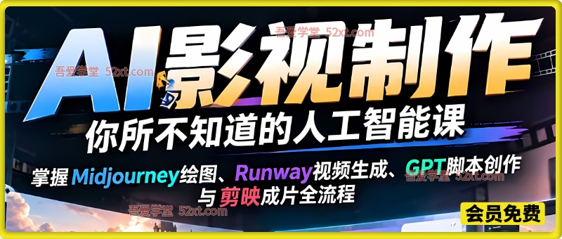AI影视行业基础入门课，Midjourney绘图、Runway动态视频生成、GPT脚本创作，零基础掌握AI影视短片制作
