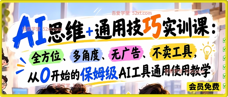 AI思维+通用技巧实训课：全方位、多角度、无广告、不卖工具，从0开始的保姆级AI工具通用使用教学