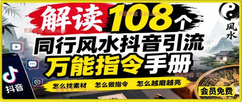 解读108个同行风水抖音引流万能指令手册，怎么找素材·怎么做指令·怎么越磨越亮【文档】